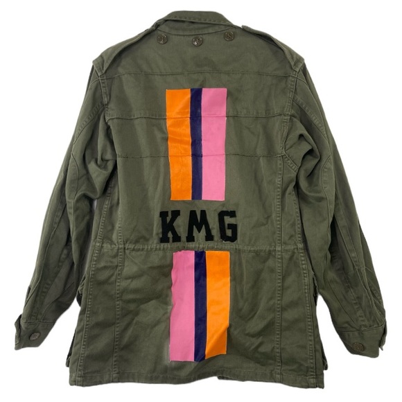 Romi Basha Embroidered Army Jacket Olive Green Upcycled 88c Size Women' s small - Picture 1 of 11